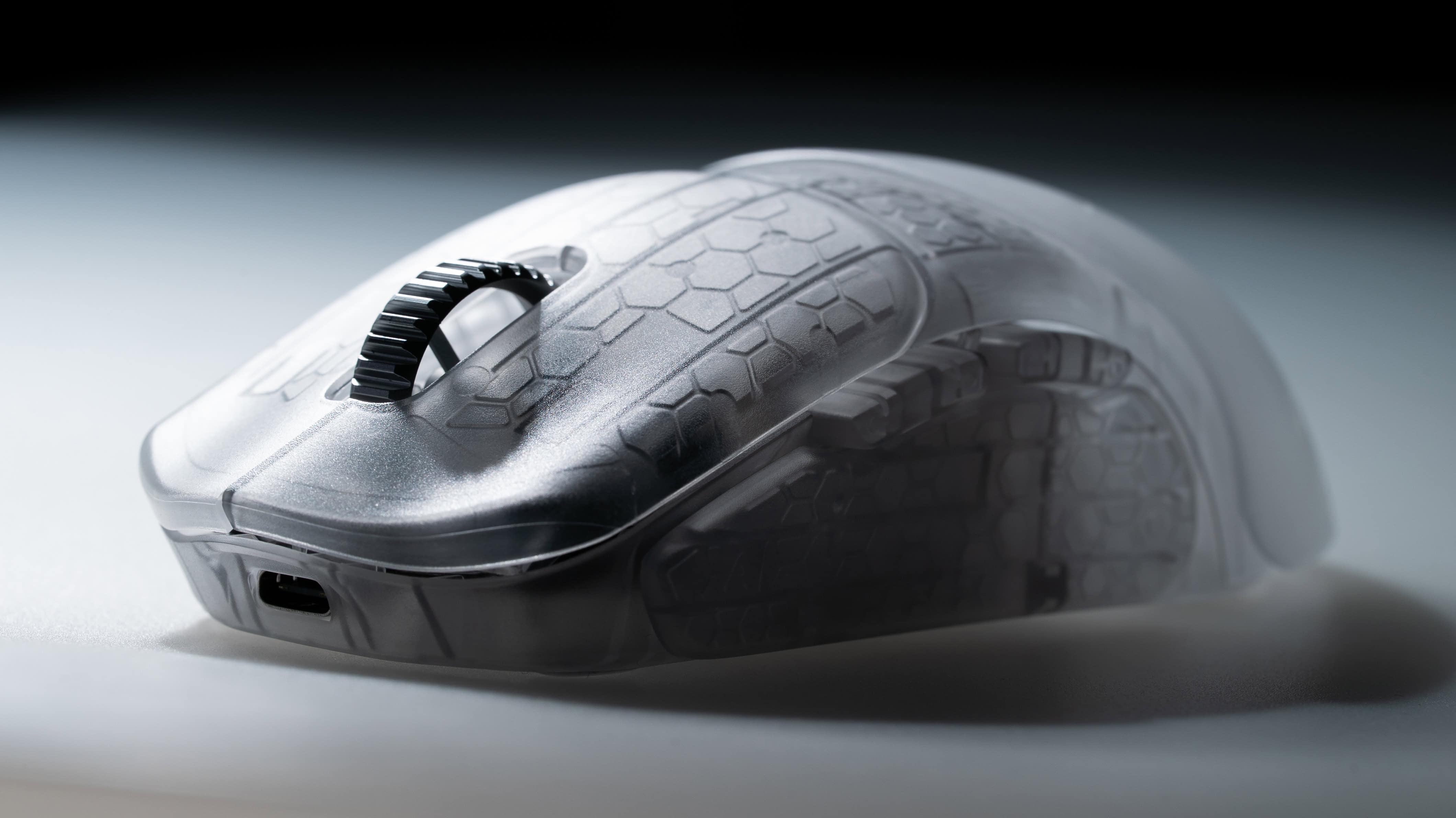 Close-up of Pathfinder Ghost Edition scroll wheel and translucent shell texture