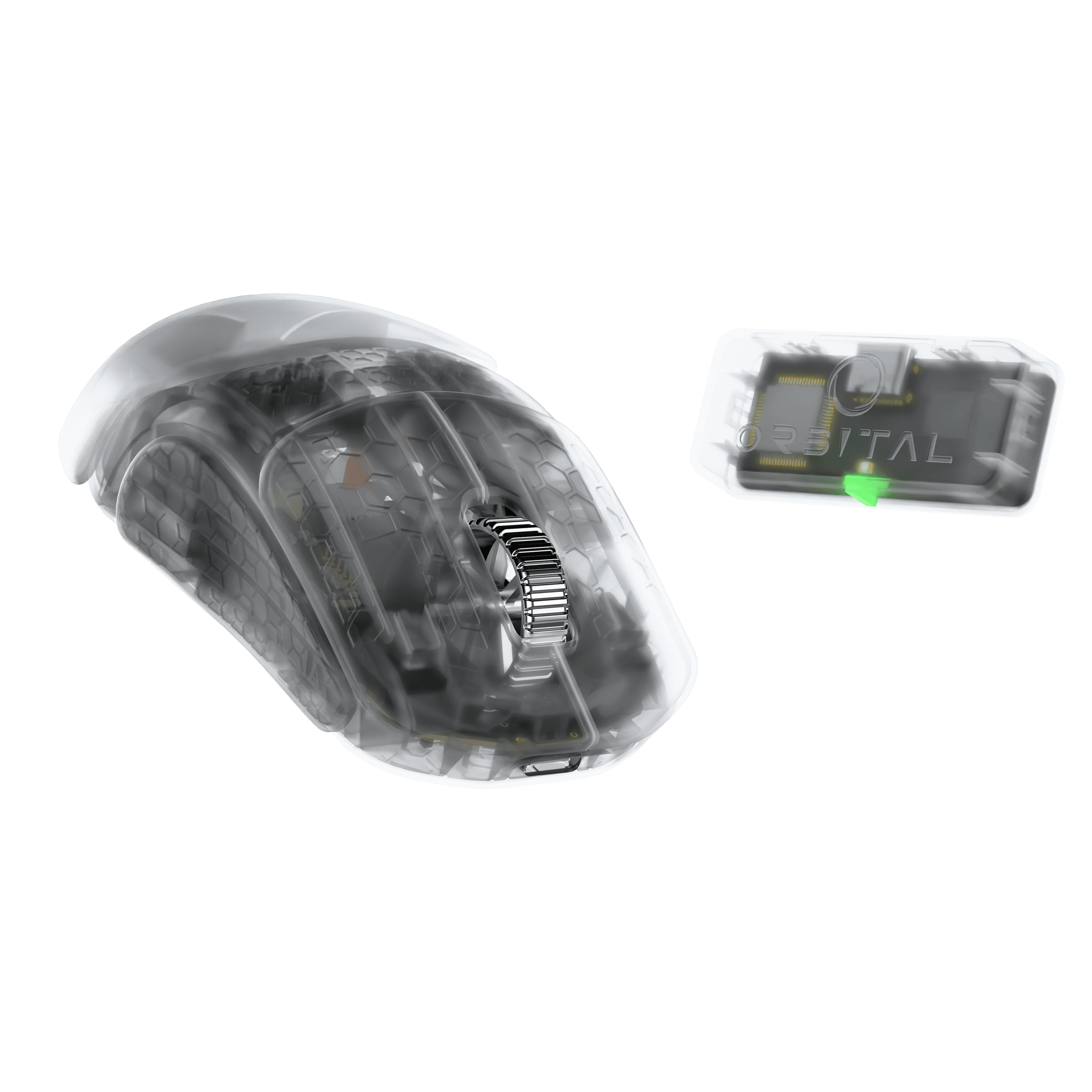 Pathfinder Ghost Edition mouse with modular shell and internal PCB module