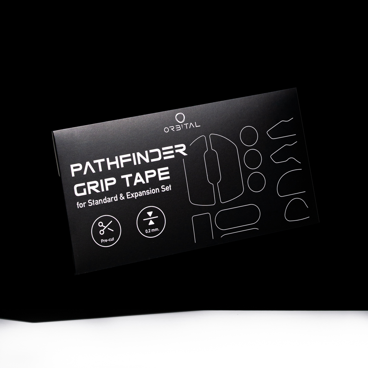 ORBITAL Universal Clear Silicone Grip tape packaging on a black background